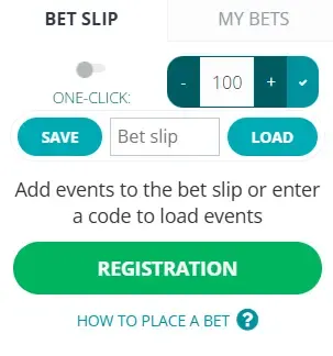 Bet slip screenshot