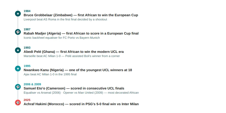 African Footballers Who Played in the UEFA Champions League Final