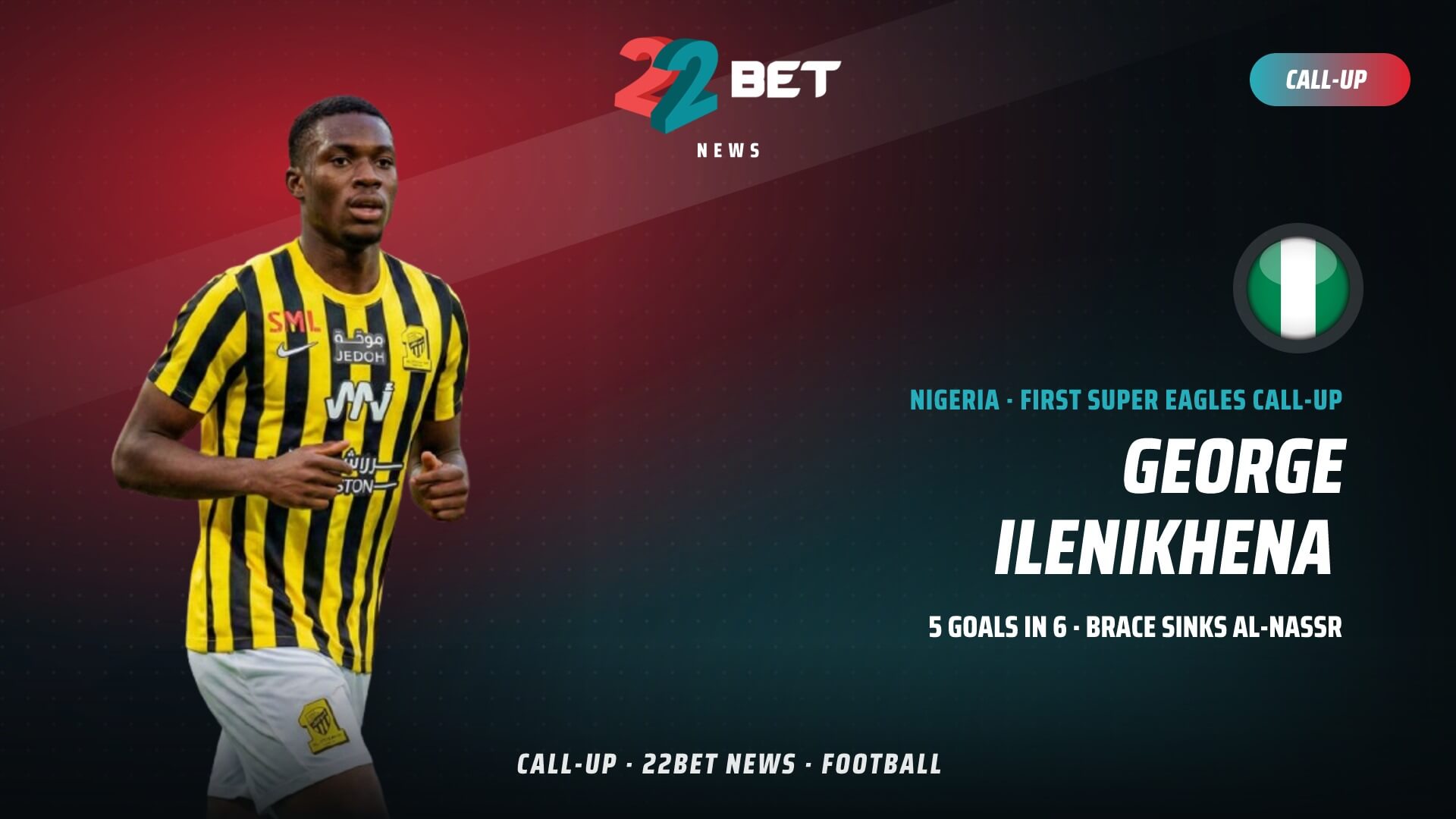 George Ilenikhena Earns First Super Eagles Call-Up After Stunning Saudi Arabia Form