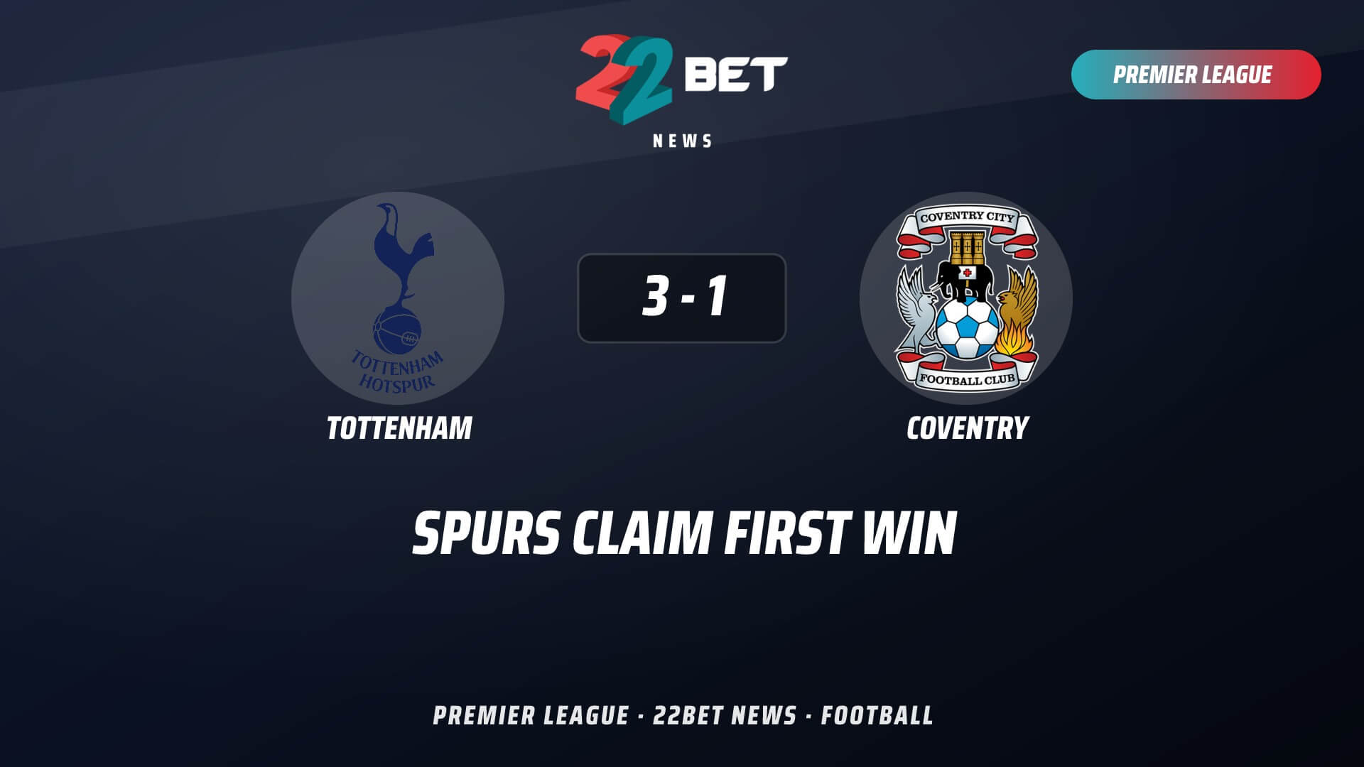 First League Win of the Season: Tottenham Hotspur 3-1 Coventry City