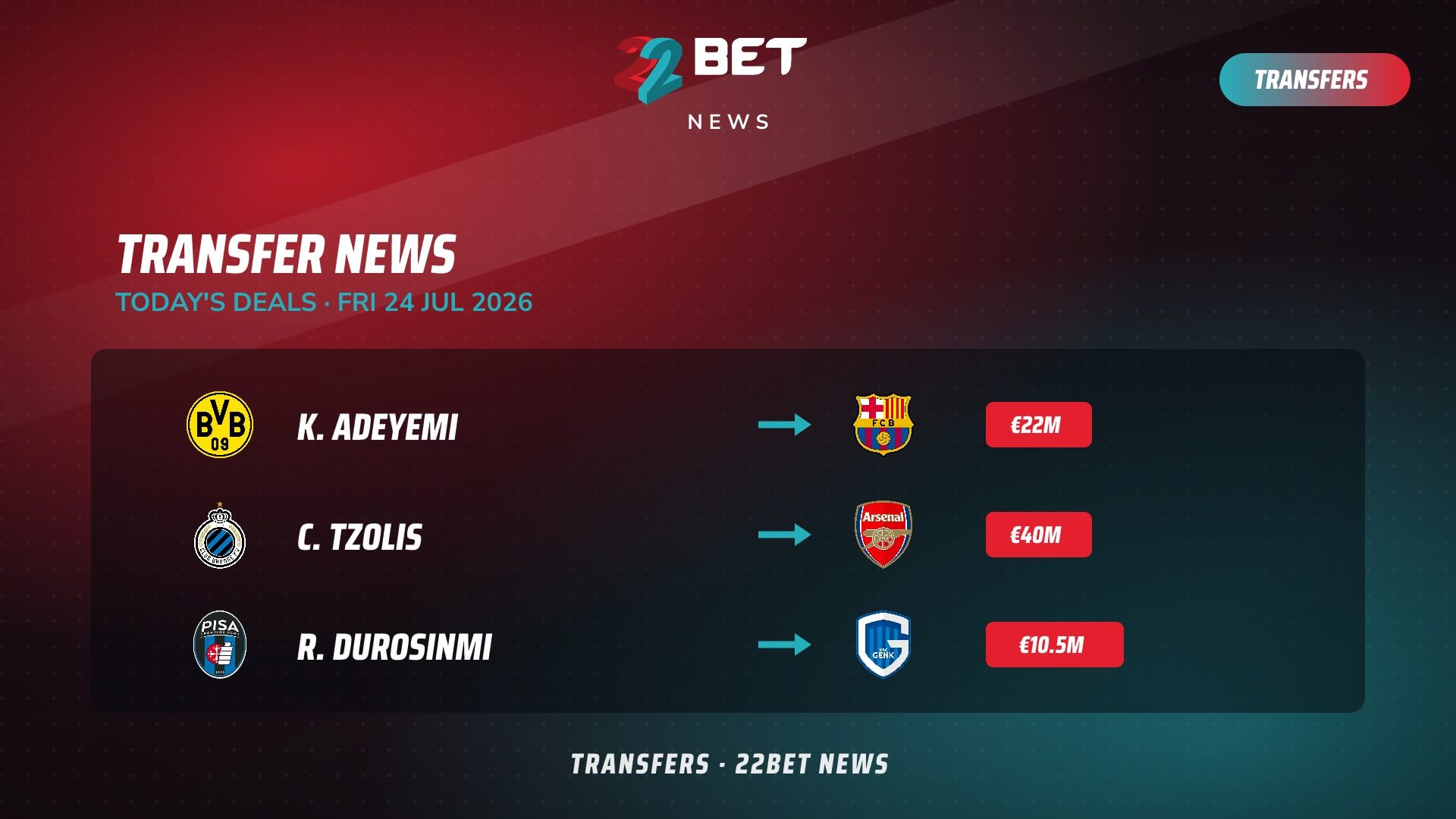 Transfer News Today Friday, 24.07.26: The Biggest Moves and Rumours
