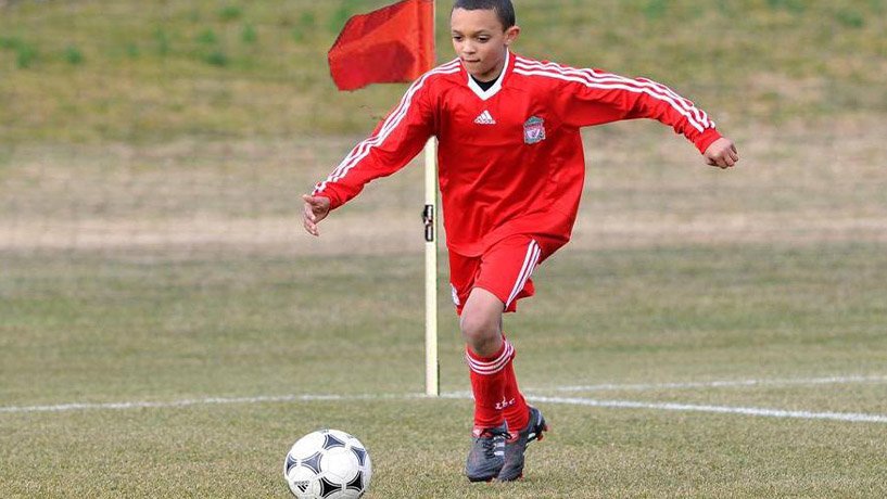 Alexander-Arnold at 6 years old, playing in Liverpool's academy.