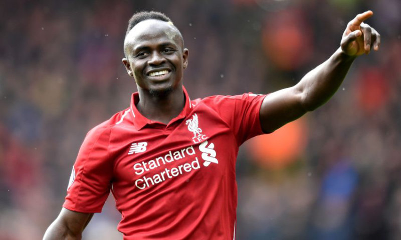 Sadio Mane scoring his 20th goal of the season with Liverpool in a 2-1 victory over Fulham.