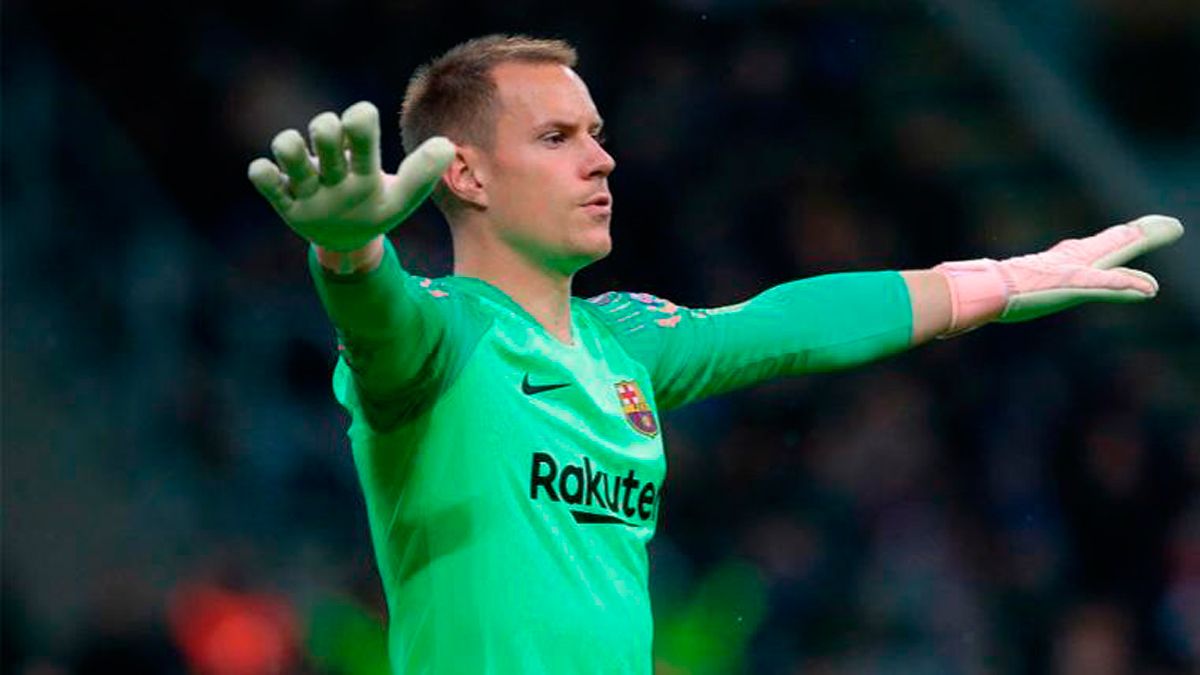 Marc Andre ter Stegen after signing a contract with Barcelona.