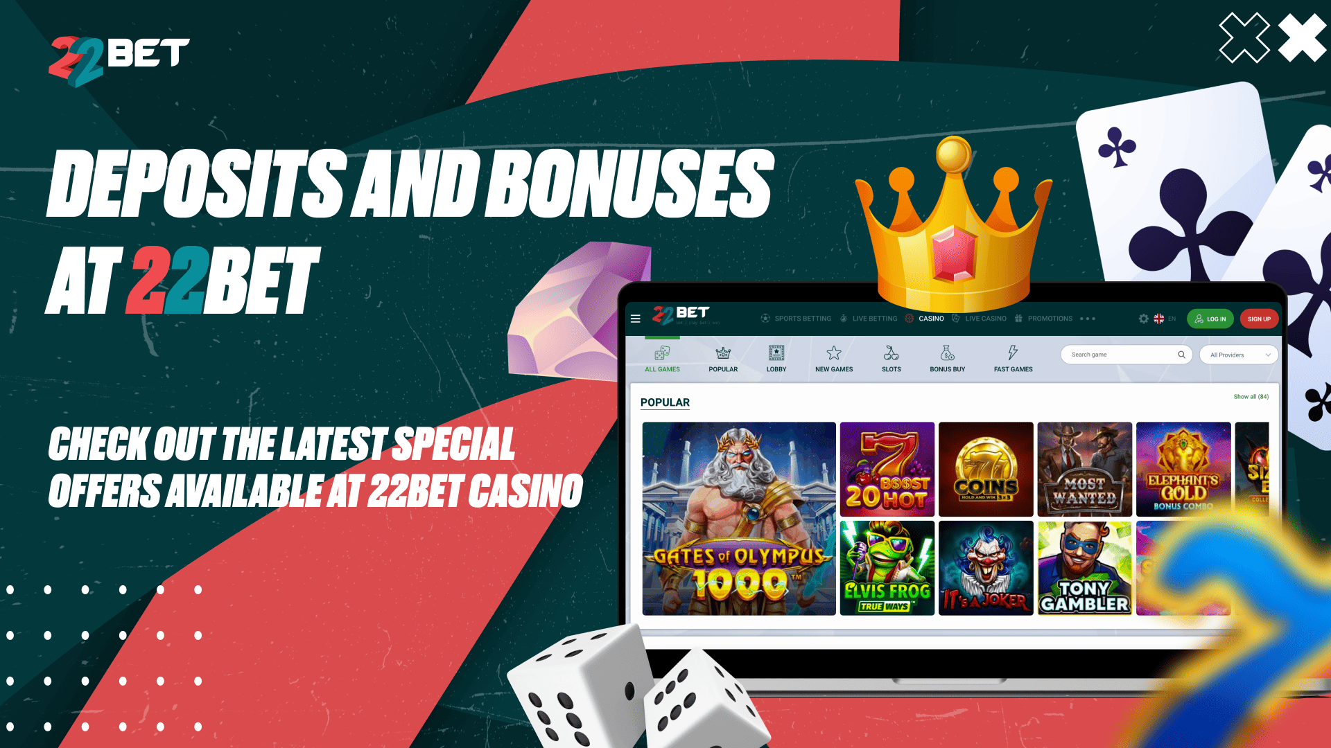 Deposits and Bonuses at 22Bet